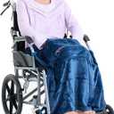 Keyocean Lap Blanket with Pocket, Lightweight Warm Cover for Elderly in Nursing Home, Hospital, on Wheelchair, Indigo Blue