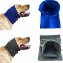 Dog Ear Wrap Quiet Blow Drying and Ear Hematoma Protection Calming Snood Hood for Anxiety Relief, Blue+Grey L