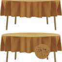 Fokitut 2 Pack Waterproof Round Tablecloth, 70 Inch, Stain Resistant and Wrinkle Polyester Table Cloth, Fabric Table Cover for Kitchen Dining, Wedding, Party, Holiday Dinner-Gold