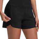 baleaf Women's 4" High Waisted Swim Board Shorts Quick Dry UPF50+ with Zipper Pockets (Medium, Black)