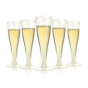 Bestluck 100 Pack Champagne Flutes Plastic, 4.5 oz Gold Glitter Plastic Disposable Stemware, Disposable Champagne Flutes for Party, Mimosa Bar, Wedding, Anniversary and Graduation