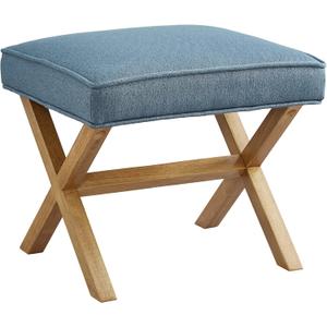 Amazon Basics Small Ottoman Foot Rest, Mid-Century Modern X Square Polyester Foot Stool, Indigo Blue, 20"W x 18"D x 18"H (Previously Rivet Brand)