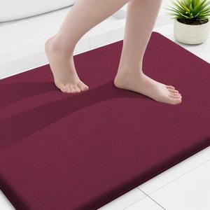 Smiry Memory Foam Bath Mat 36x24, Extra Soft and Absorbent Bathroom Mats, Non Slip Washable Carpet for Floor, Shower and Tub, Burgundy
