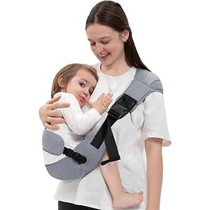 Baby Carrier Newborn to Toddler - Adjustable Sling Carrier for 25-60lbs, Comfortable Hands-Free Carrying (Grey)