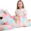 44 Inch Giant Color Unicorn Stuffed Animal Pillow, Cute Soft Big Unicorn with Rainbow Wings Large Plush Toy, Gifts for Girlfriend Girl Boy Kids Christmas Birthday Valentines