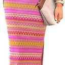 PRETTYGARDEN Womens Maxi Tank Spring Dress Sleeveless Crew Neck Striped Side Slit Casual Long Bodycon Dresses (Pink, XL)