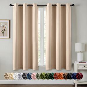MIULEE Beige Blackout Curtains for Bedroom Living Room 45 Inches Long 2 Panels, Thermal Insulated Room Darkening Drapes Grommet Noise Reducing Light Blocking Window Treatments 40x45 Inch
