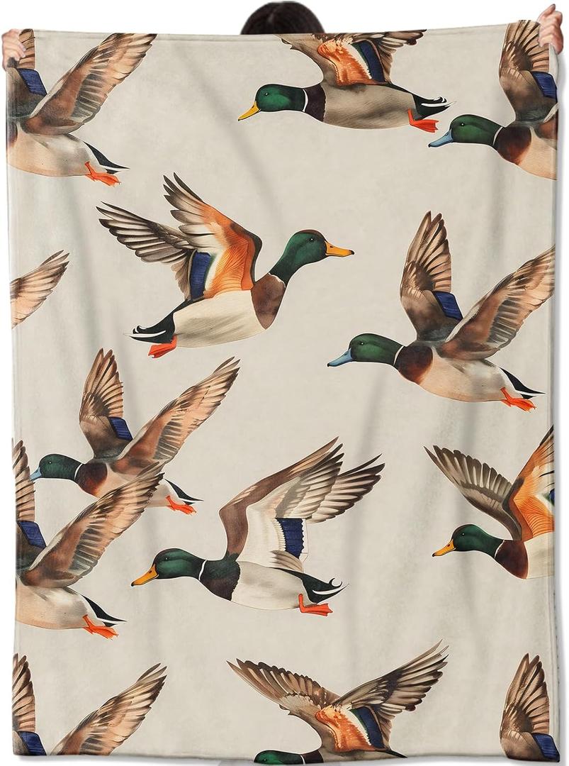 Flying Mallard Duck Blanket Gifts for Kids Women Adult Girls,Nature Aniaml Throw Blankets,Soft Comfy Lightweight for Home Couch Bed Sofa Realistic Decor,Playful Farm Art 50x40in
