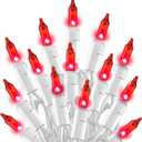 TW SHINE Christmas String Lights, 20FT 100 Count Incandescent White Wire Christmas Mini Lights, Waterproof Xmas String Lights for Outdoor Indoor Home Party Yard Decorations, Red