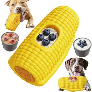 KADTC XL 3-in-1 Corn-Shaped Frozen Treat Dog Toy, No-Transfer Fill & Freeze Lick Cup, Stuffable Lick Toy & Tough Chew Toy for Aggressive Chewers, Long-Lasting Enrichment