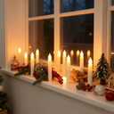 MUMCHASI 24 Packs Flameless Taper Candles Battery Operated Candlestickes Electric LED Candles Flickering Christmas Candlesticks Warm Yellow Light Party Home Decor H: 6 inches No Remote