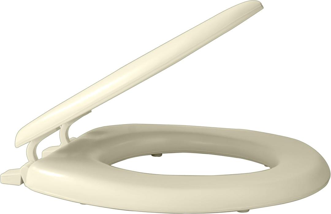 Soft Standard Vinyl Toilet Seat, Bone - 17 Inch Soft Vinyl Cover with Comfort Foam Cushioning - Fits All Standard Size Fixtures - Easy to Install Fantasia by Achim Home Decor