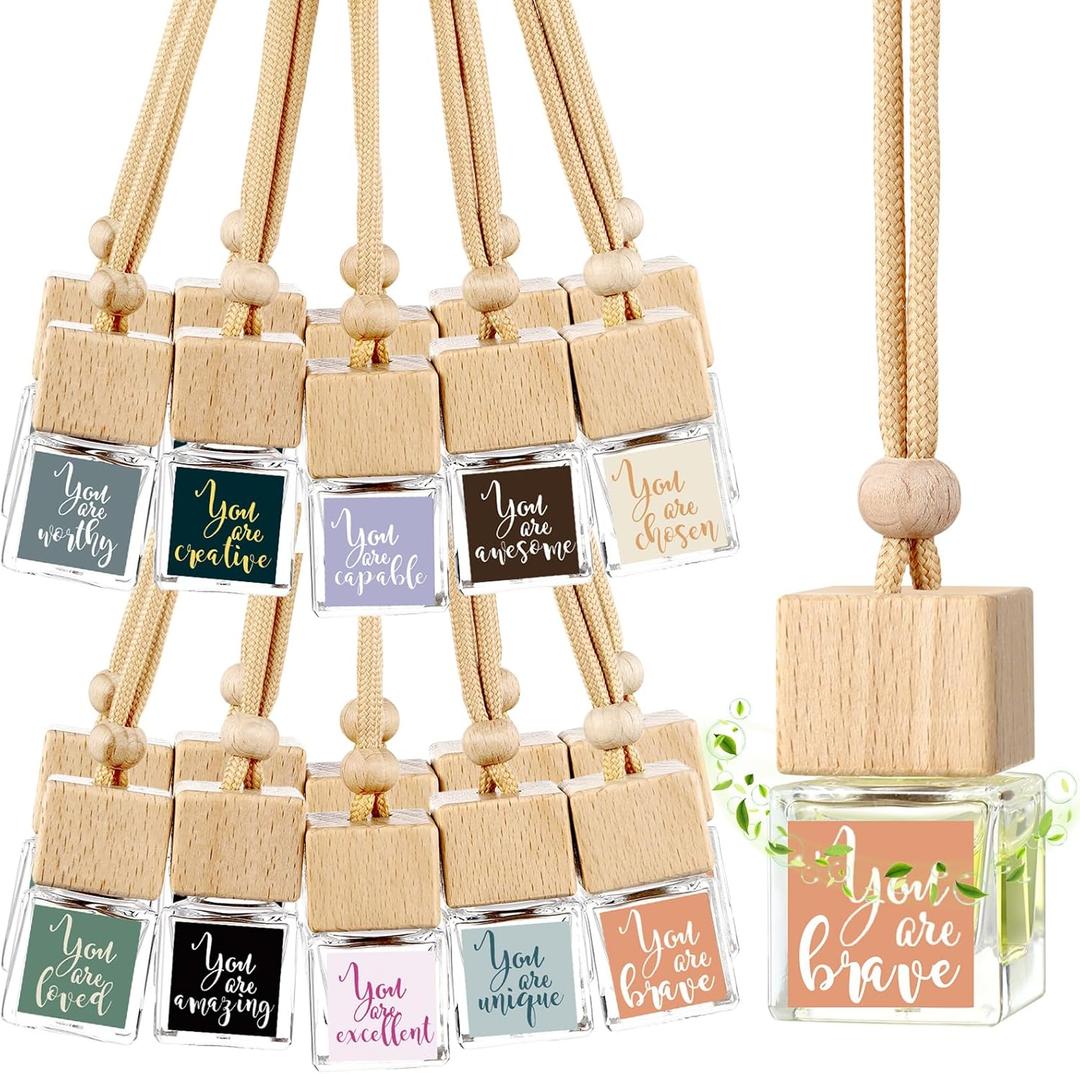 20 Pcs Christmas Thank You Gift Bulk Empty Car Air Freshener Diffuser Hanging Ornament Glass Essential Oil Diffuser Teachers Volunteer Staff Employee Appreciation Gifts