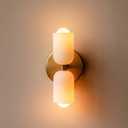 Led bulb wall lights, vintage French wall sconces with white glass shade, colourful metal wall lighting, wall lamp for bedroom, reading, study, bedside, hallway, living room, entryway (Hardwire) (Golden)