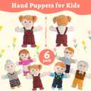6 Pcs Family Hand Puppets for Kids 11.8 Inch Family Members Puppet Set Mom, Dad, Grandparents, Happy Kids Soft Stuffed Hand Puppet Theater Plush Toys for Toddlers Ages 1-3, 4-8 Role Play
