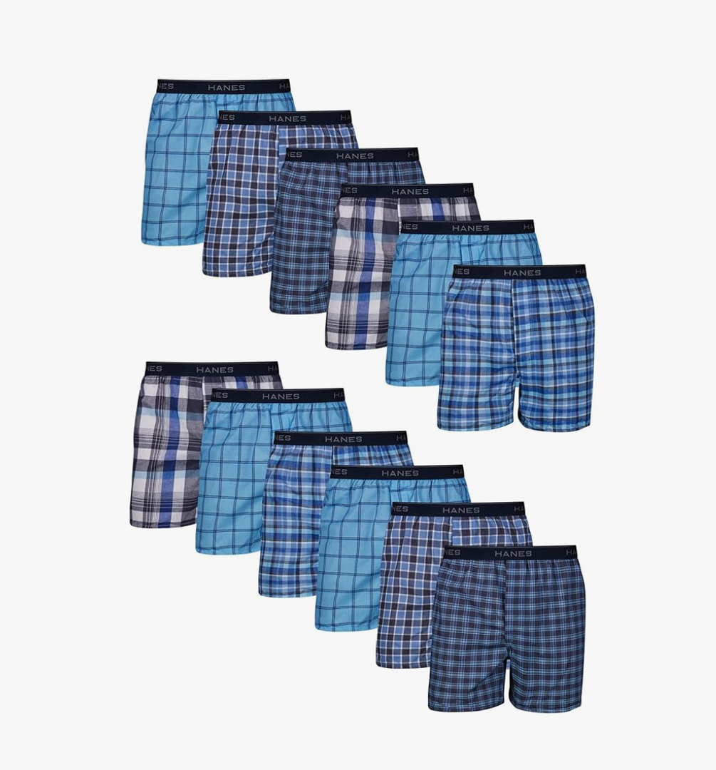 Hanes Pack, Cool & Breathable Cotton Underwear, Moisture-Wicking Boxers for Men 12pack 2XL