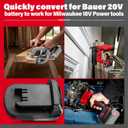 Adapter for Bauer 20V Li-ion Battery Convert to for Milwaukee M18 Battery, Use for Milwaukee M18 18V Battery Cordless Power Tools (Adapter Only)
