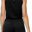 RAISEVERN Womens Rompers Summer Short Jumpsuits Casual Scoop Neck Sleeveless Romper with Pockets (Black, L)