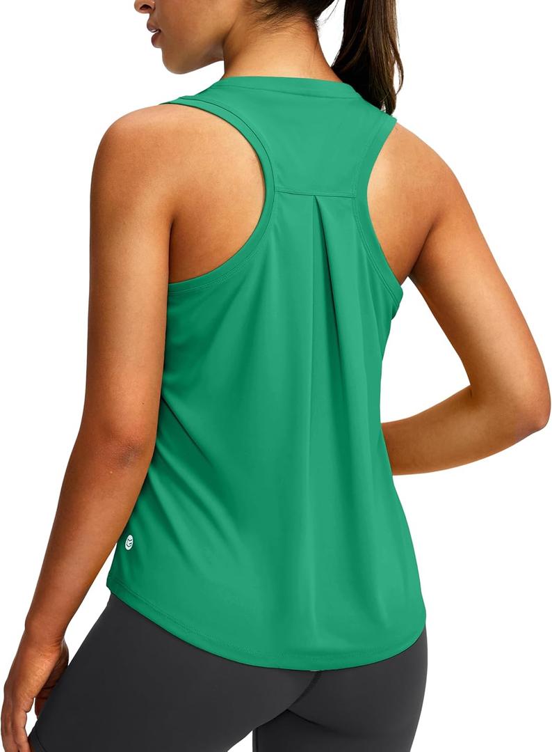 Women's Workout Tops Racerback Athletic Tank Tops Sleeveless Loose Fit Yoga Running Gym Shirts for Women (Green, M)