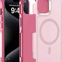 Magnetic Case for iPhone 15,14 & 13 6.1'',[Compatible with Magsafe][Heavy Duty Shockproof] [Military Grade Drop Protection][Non-Slip] Rugged Durable 4-Layer Hard Bumper Phone Cover-Pink