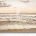 Beach Sunset Canvas Wall Art: Ocean Prints Sea Waves Picture Coastal Scenery Artwork Contemporary Large Tropical Nature Seascape Painting for Modern Living Room Bedroom Bathroom (36L" x 24W", Sunset Coastal)