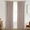 Rustic Country Curtains for Living Room Textured 90 Inch Blackout Curtains Drop Cloth Burlap Window Drapes Farmhouse Boho Linen Oatmeal 2 Panels Pinch Pleated 7-1/2ft Extra Long Heavy Insulated