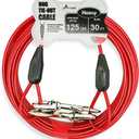Petest 30ft Tie-Out Cable with Crimp Cover for Heavy Dogs Up to 125 Pounds Black & Red