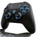 QRD Spark N5 Wireless Controller for PS4 Pro Slim PS3 PS2 Steam Deck PC Windows Mac iOS Android TV Box, Halleffect Gamepad Joystick with 3.5mm Audio Port+Speaker+Mic, Macro N1+N2, Turbo Speed Up