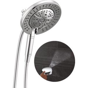Delta Faucet 7-Setting In2ition 2-in-1 Dual Shower Head with ProClean Spray, Hose, 2.5 GPM (Lumicoat Chrome)