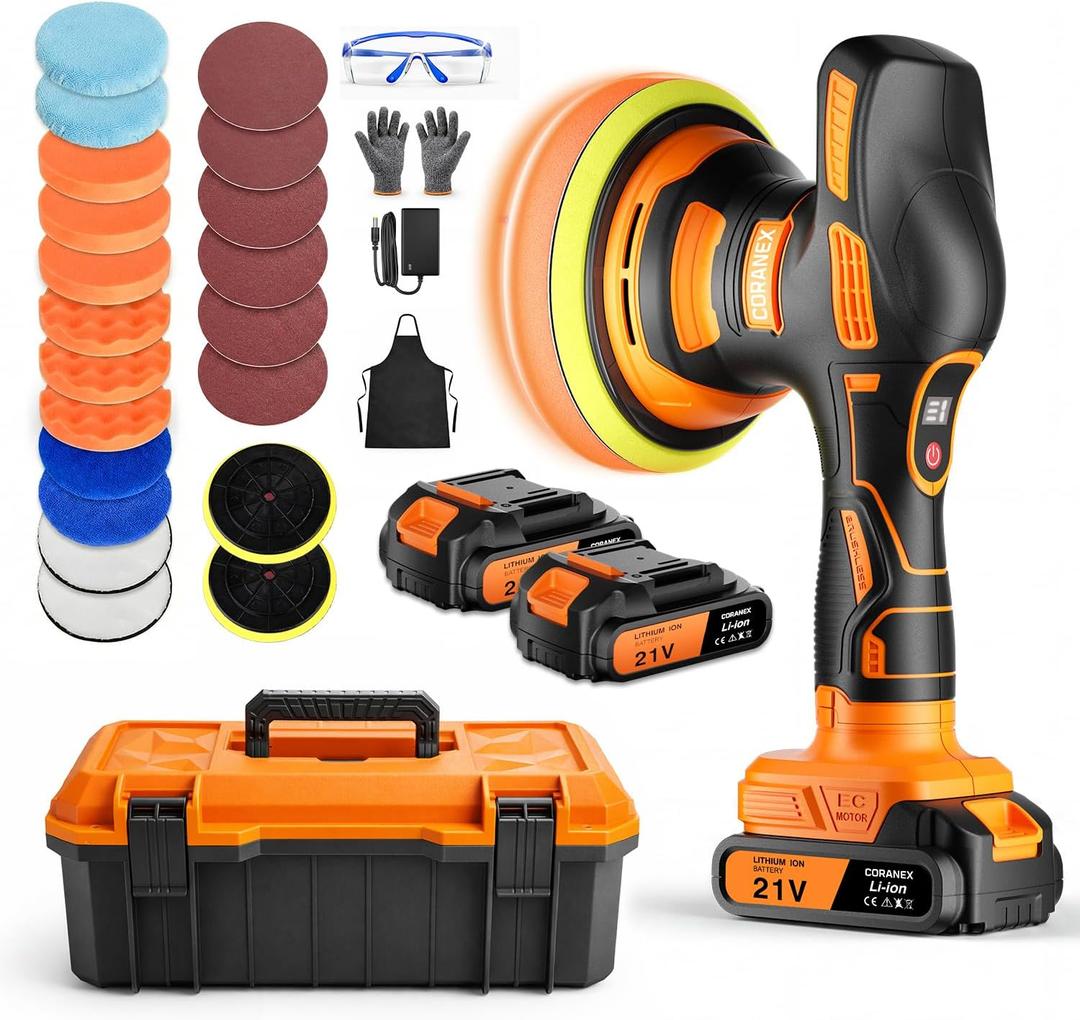 8-Speed Cordless Car Buffer Polisher Kit | Long Runtime | 28 PCS Complete Kit | Hard Carrying Case | For Waxing Polishing Scratch Removal | Ideal for Car RV Boat Gift Giving