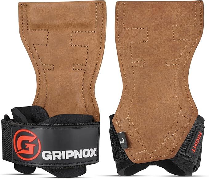 Premium Weight Lifting Grips & Straps for Deadlifts & Powerlifting – Anti-Slip Leather and Rubber Grip with Padded Wrist Wrap Support, Size: Large 7.50"-8.50" Wrist Size