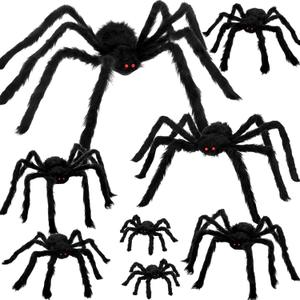 Colovis Spider Decorations, 8PCS Giant Spiders Outdoor Halloween Decorations, Realistic Large Scary Spider Props for Indoor, Home, Yard, Party Creepy Halloween Decor