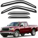 Outside-Mount Window Rain Guards Fit for 1999-2006 Chevy Silverado/GMC Sierra Extended Cab, Window Visors Wind Deflector Dark Smoke Vent Shades Car Tape-on with Thicker 4-pcs