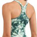 Seamless Ribbed Workout Racerback Tank Tops with Built in Bra for Women (Green, M)