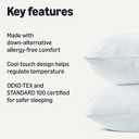 Amazon Basics Cool to Touch Bed Pillow with Hypoallergenic Down-Alternative Fill,Medium for Back Sleepers, Standard, 20" x 26",2 Pack