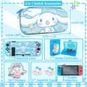 TIKOdirect Carrying Case for Switch, Cute Portable Travel Bag Accessories with Soft Protective Cover, Screen Protectors and Thumb Grip caps, Game Card Case 7in1, Blue