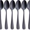 Matte Black Dinner Spoon, GoGeiLi Stainless Steel Satin Finish 7.8-inch Silverware Flatware Spoon Set, Service for 6, Dishwasher Safe