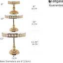 allgala Wedding Cake Stands 3-Piece Set Crystal Gold Plated Cheese Dessert Cupcake Cake Stand with Mirror Plate-Gold Round with Bases-HD89201