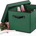 ZOBER Christmas Light Storage Reels - Christmas Light Organizer With 4 Plastic Wheels - Fits 200 Mini Lights Per Spool, Lights Storage - Strong & Durable Material - Stitched Reinforced Handles - Green (17 x 12 x 10 inches)