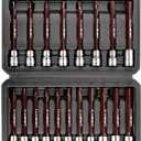 LLNDEI 3/8-Inch Drive Extra Long Allen Hex Bit Socket Set 19PCS- Standard SAE & Metric (1/8"-3/8", 3-12mm), CR-V&S2 Alloy Steel, Durable Tool Accessories Kit for Mechanics
