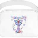 Belt Bag Initail Letter Travel Fanny Pack Cute Butterfly Crossbody Bags for Girls Fashion Waist Packs Letter A-T Outside Lightweight Waterproof Running Workout Hiking Travel Belt Bags