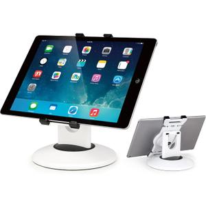 EHO iPad Stand, 360 Rotating Commercial Tablet Stand, Retail Kiosk, 6"-13"(Screen) Adapter Universal Tablet Clamp Holder for iPad, iPadAir, iPadMini, Microsoft Surface, Most Tablets - White