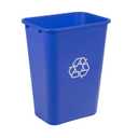 Amazon Basics Trash Can, Rectangular Commercial Office Wastebasket, Recycle Logo, 10 Gallon (Pack of 1), Blue