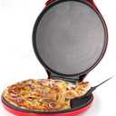 Betty Crocker Pizza Maker Plus, 12" Indoor Electric Grill, Nonstick Griddle Pan for Pizzas, Quesadillas, Tortillas, Nachos and more, 12" Electric Griddle for Delicious Meals and Snacks, Red (Full Size)