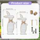 Yerliker 2 Pcs Outdoor Easter Decorations for Porch, Large Wooden Easter Bunny Porch Signs Rustic Farmhouse Decoration Spring Party Supplies for Front Door Yard Garden Decor, H: 31.6 in and 27.56 in