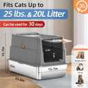 Stainless Steel Litter Box with Lid, 155° Flip Top XL Covered Enclosed Metal Cat Litter Box with Mat & Scoop, High Sided Enclosure,Anti-Leakage,Odor Free,Front & Top Dual Entry
