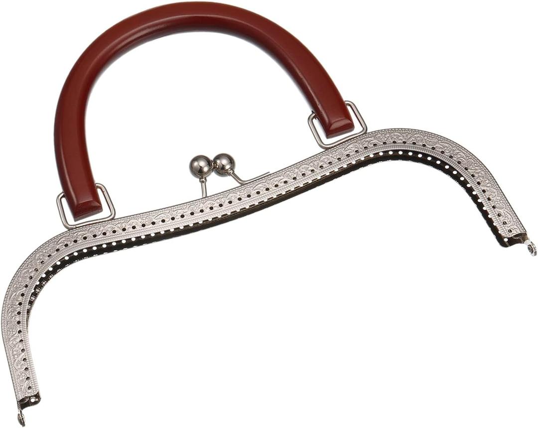 uxcell Metal Purse Frames - 10.6" Kiss Lock Clasp Frame Embossed Clutch Frame with Handle for Coin Purse Handbag Making DIY Craft, Silver