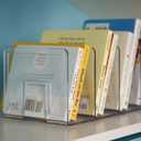 YAGELI Clear Acrylic Desk File Sorter Purse/Handbag Organizer Clutch Divider Mesh Folder Office Supplies Stand Bookshelf (3 Sections) (2Pack-4Sections)