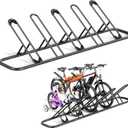 Mr IRONSTONE Floor Bike Rack for Garage, Indoor/Outdoor Storage Stand, Bicycle Parking Rack for Mountain, Road and Kids Bikes (Black, 5-Slot)