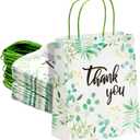 Sparkle and Bash Gift Bags with Handles - Pack of 50 10 x 8 x 4 In White Floral Paper Thank You Gift Bags - Bulk Party, Wedding & Baby Shower Favors